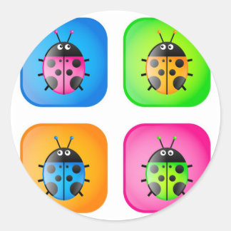 Ladybug Icons Classic Round Sticker