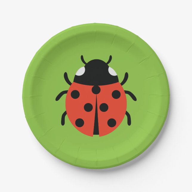 Ladybug Illustration Paper Plate (Front)