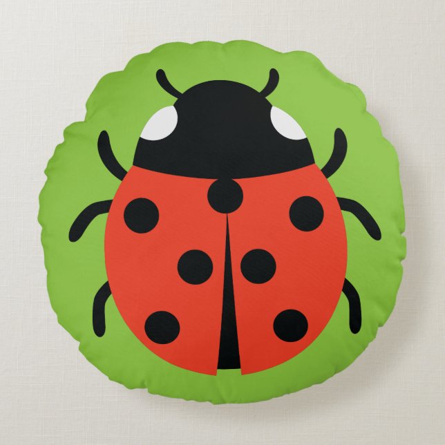 Ladybug Illustration Round Cushion (Front)