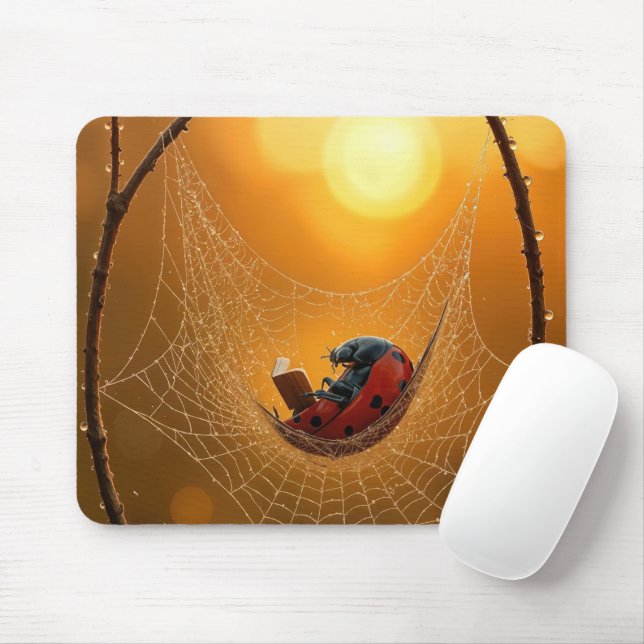 Ladybug in a Spider Web Hammock Mouse Mat (With Mouse)
