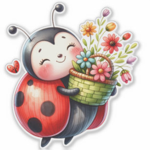 Ladybug in Love Sticker - Adorable Love Bug Decal