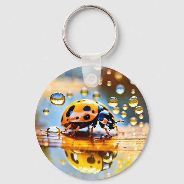 Ladybug in rain key ring (Front)