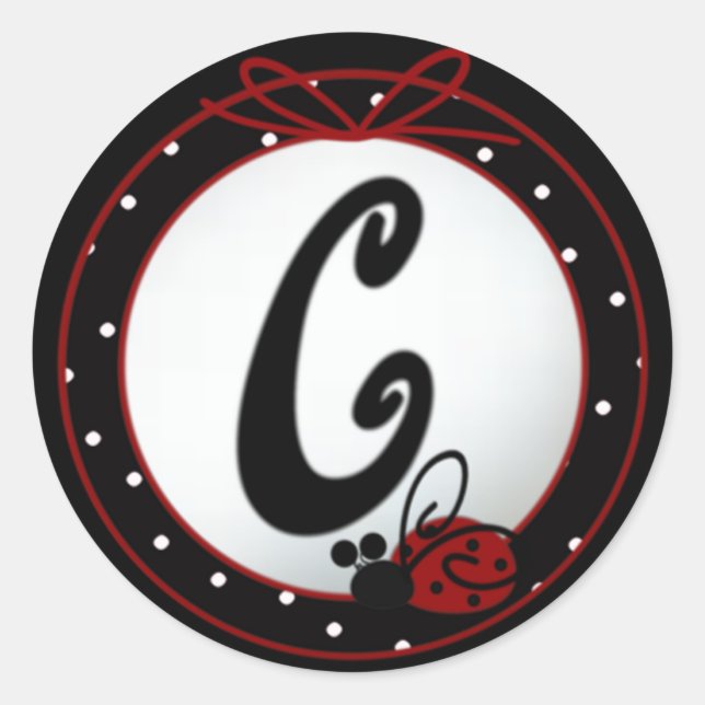 Ladybug Initial C Round Stickers (Front)