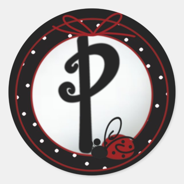 Ladybug Initial P Round Stickers (Front)