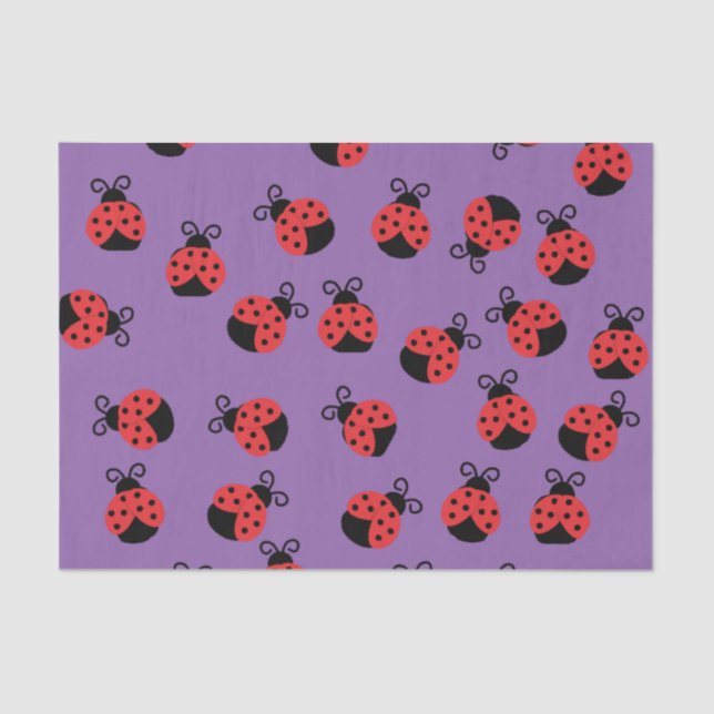 Ladybug ladybird beetles on purple tissue paper (Front)