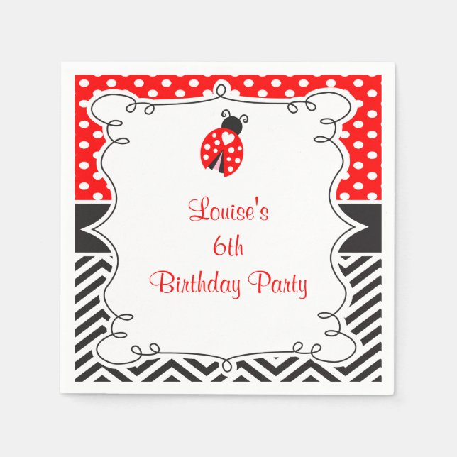 Ladybug Ladybird Birthday Party Napkin (Front)