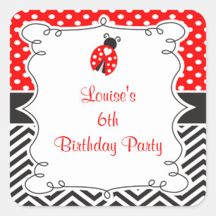 Ladybug Ladybird Birthday Party Square Sticker