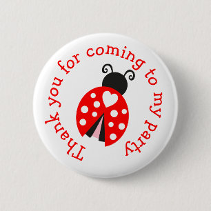 Ladybug Ladybird Birthday  'Thank you for coming' 6 Cm Round Badge