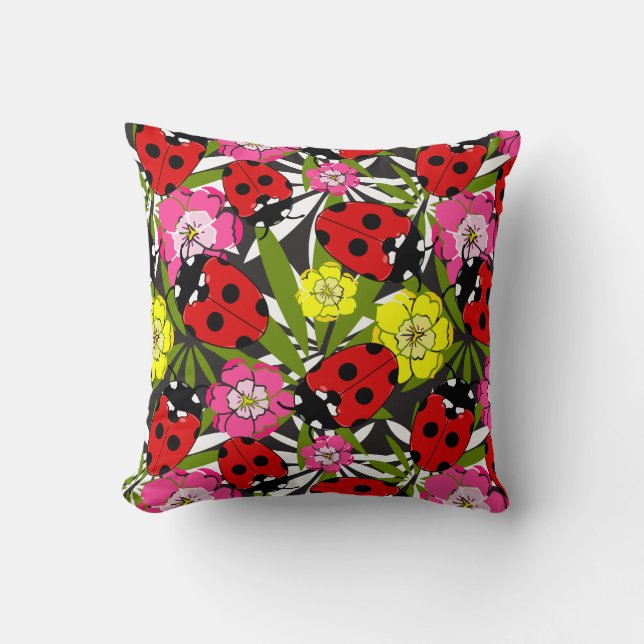 Ladybug Ladybird Cute Childrens Nursery Cushion (Front)