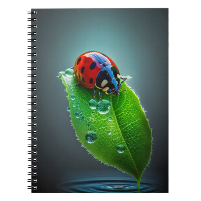 Ladybug Leaf Calm Tranquil Nature Peaceful Season  Notebook (Front)