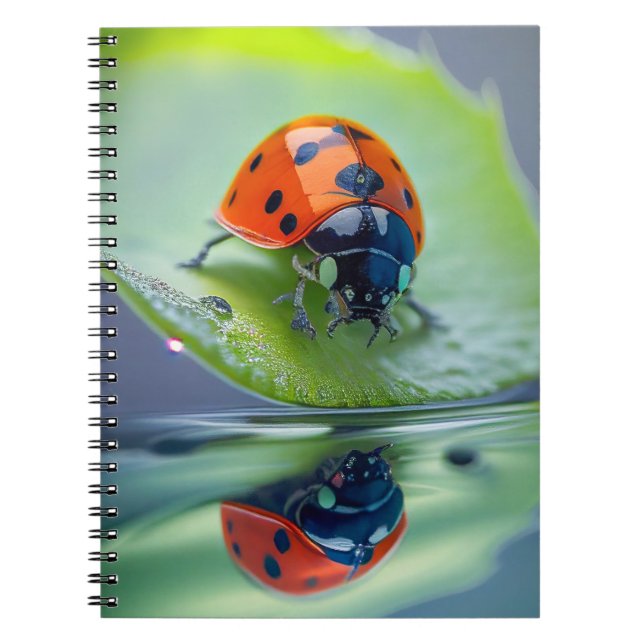 Ladybug Leaf Calm Tranquil Nature Peaceful Season  Notebook (Front)