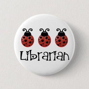 Ladybug Librarian Gift 6 Cm Round Badge