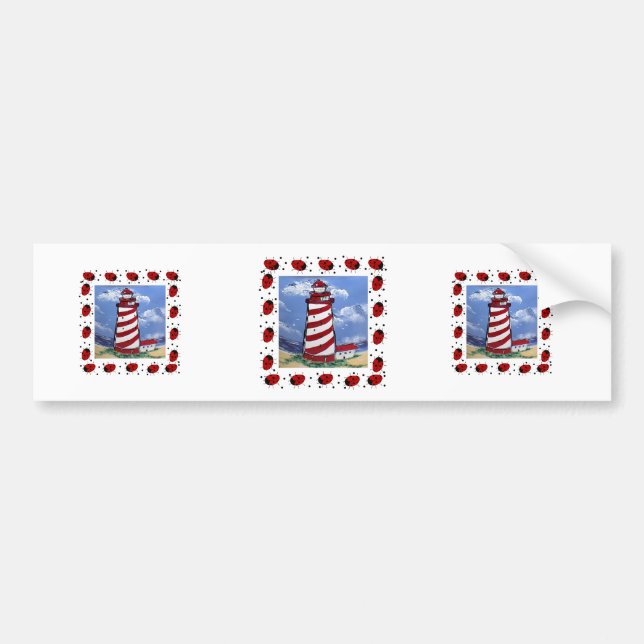 Ladybug Lighthouses Bumper Sticker (Front)
