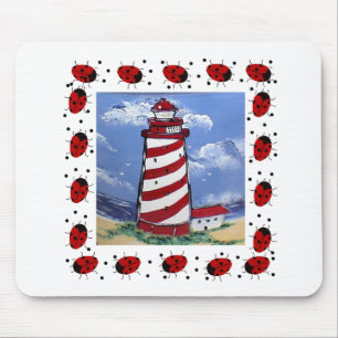 Ladybug Lighthouses Mouse Mat