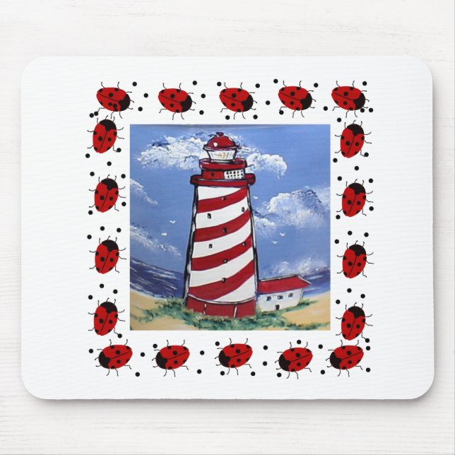 Ladybug Lighthouses Mouse Mat (Front)