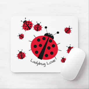 Ladybug Love Girly Fun Cute Cartoon Mouse Mat