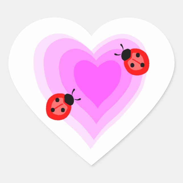 Ladybug Love Heart Sticker (Front)