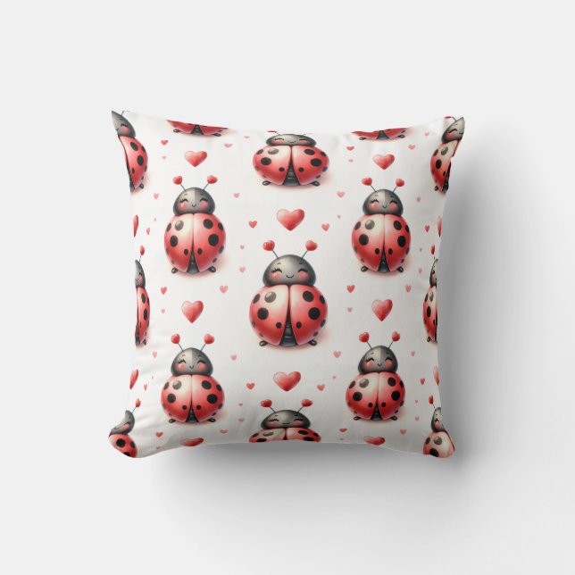 Ladybug Love (personalised) Cushion (Front)