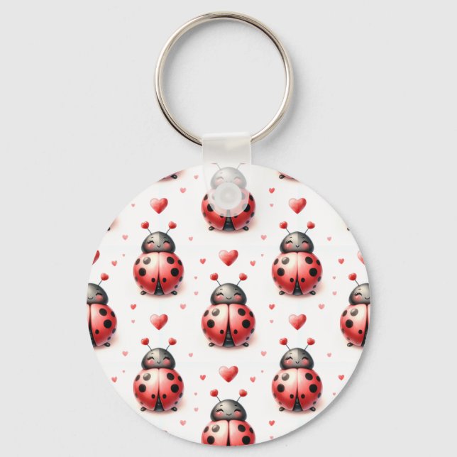 Ladybug Love (personalized) Key Ring (Front)