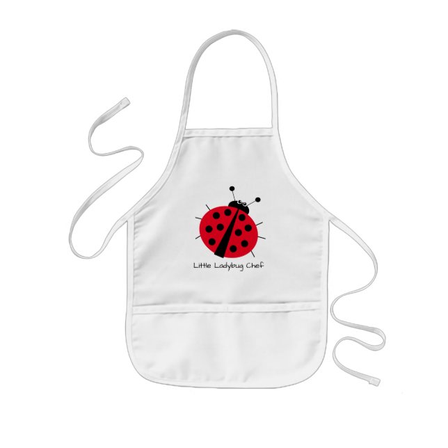 Ladybug Lovers Cute Cartoon Fun Red Girly Kids Apron (Front)
