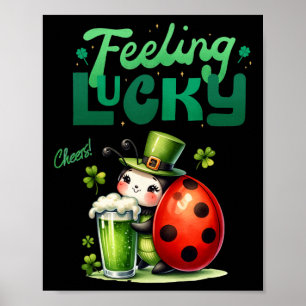 Ladybug Lucky Beer St Patricks Day Men Women Lepre Poster