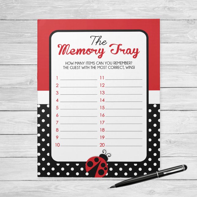 Ladybug Memory Tray Baby Shower Game Pack Notepad (Ladybug Memory Tray Baby Shower Game)