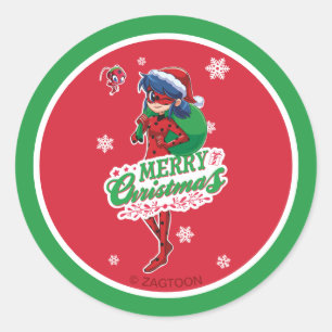 Ladybug   Merry Christmas Classic Round Sticker