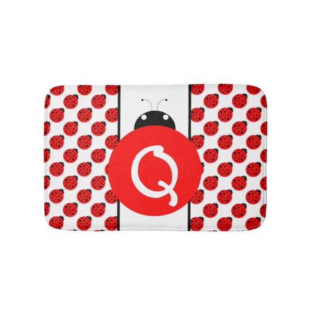 Ladybug Monogram Bath Mat (Front)