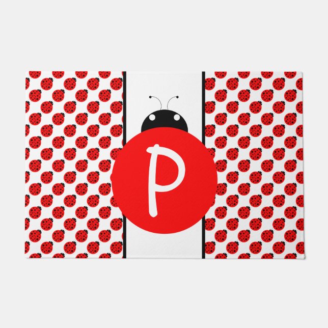 Ladybug Monogram Doormat (Front)