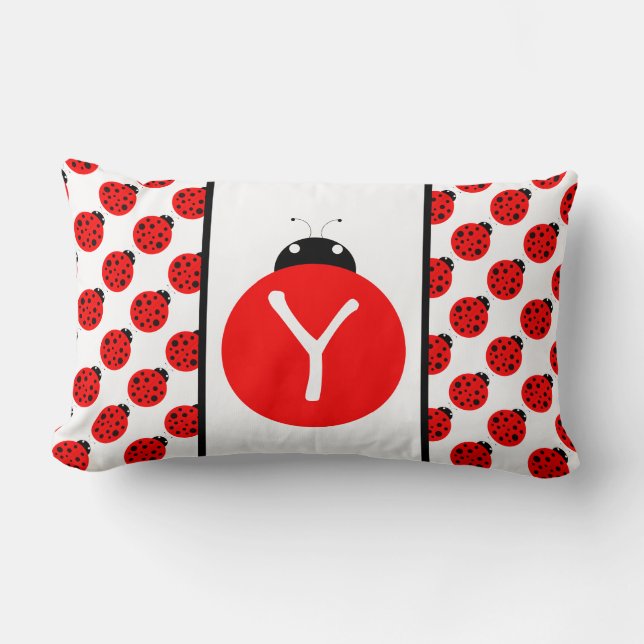 Ladybug Monogram Lumbar Cushion (Front)