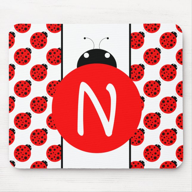 Ladybug Monogram Mouse Mat (Front)