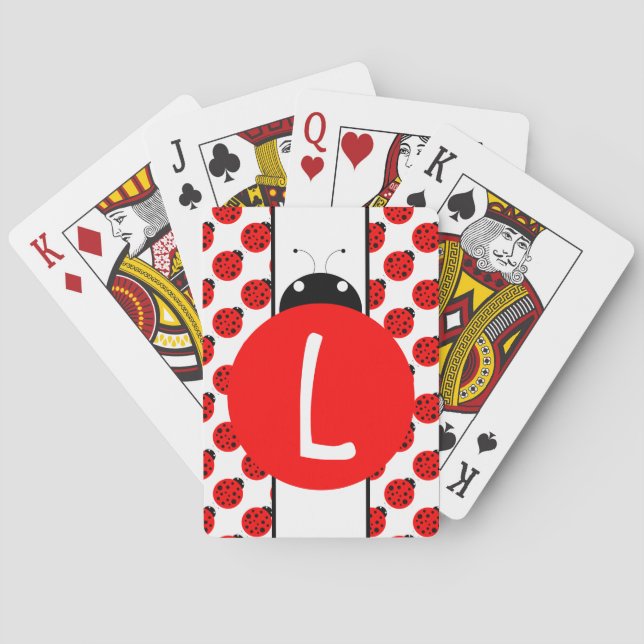 Ladybug Monogram Playing Cards (Back)