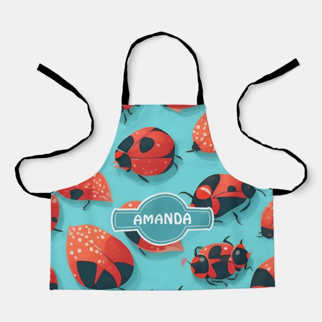 Ladybug Mosaic Colourful Personalised Pattern Apron (Front)