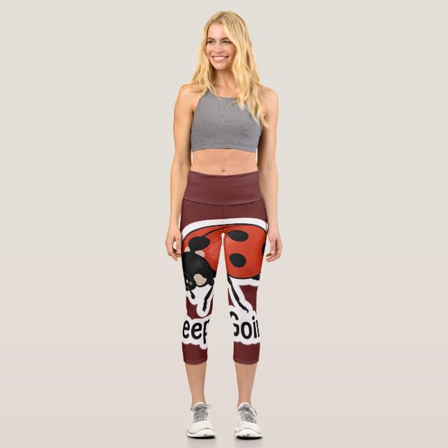 Ladybug Motivation Sticker  Capri Leggings (Front)