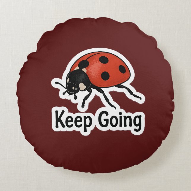 Ladybug Motivation Sticker  Round Cushion (Front)