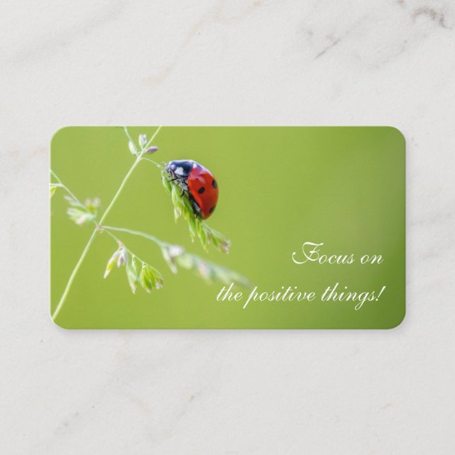 Ladybug motivational quote positive quote for life business card (Front)