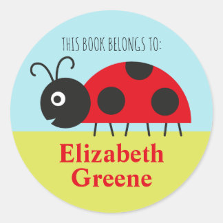 Ladybug Name Label Round Sticker for Kids