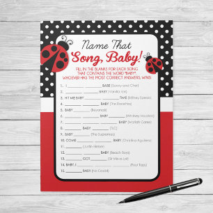 Ladybug Name That Song Baby Shower Game Notepad