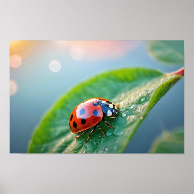 Ladybug Nature Colourful Wildlife Serene Tranquil  Poster (Front)