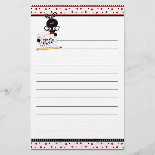 Ladybug Note for Parent Stationery (Front)