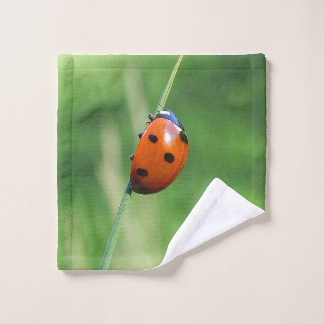 Ladybug on a blade of grass wash cloth (Wash Cloth)