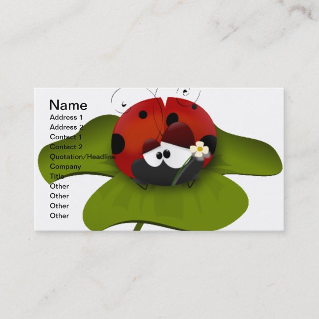 Ladybug on a green leaf business card (Front)