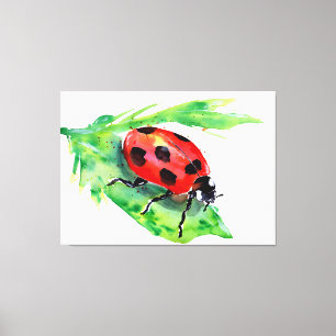 Ladybug on a Green Leaf Canvas Print