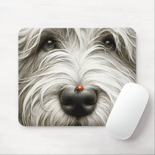 Ladybug On a Shaggy Dog's Nose Mouse Mat