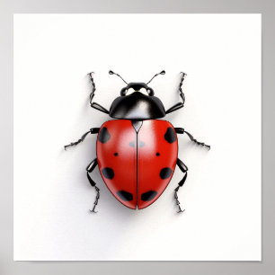 Ladybug on a White Background Poster