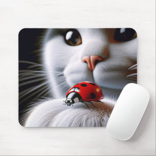 Ladybug On Cat's Paw Mouse Mat
