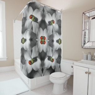 Ladybug On Dogwood Flower Abstract Nature   Shower Curtain