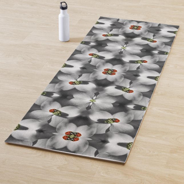 Ladybug On Dogwood Flower Abstract Nature   Yoga Mat (In Situ)
