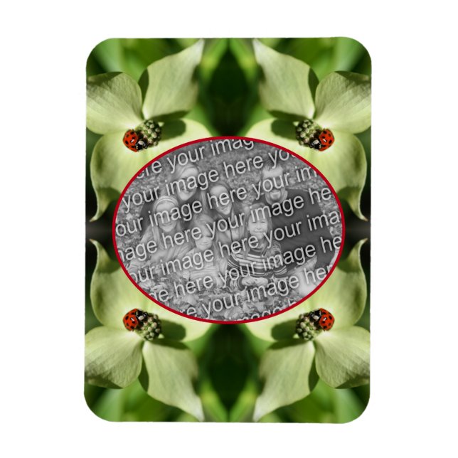 Ladybug On Dogwood Flower Frame Add Your Photo Magnet (Vertical)