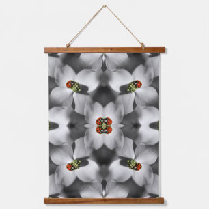 Ladybug On Dogwood Flower Nature Abstract    Hanging Tapestry
